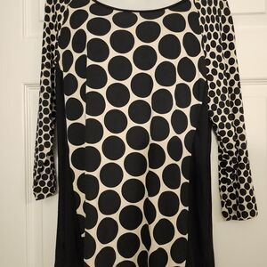 Chico's Black and Cream Polka Dot Top